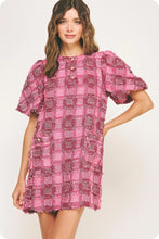 Load image into Gallery viewer, Pink Fringe Plaid Dress