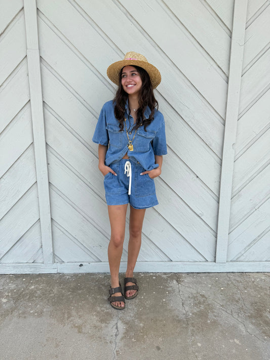 Denim Short Set