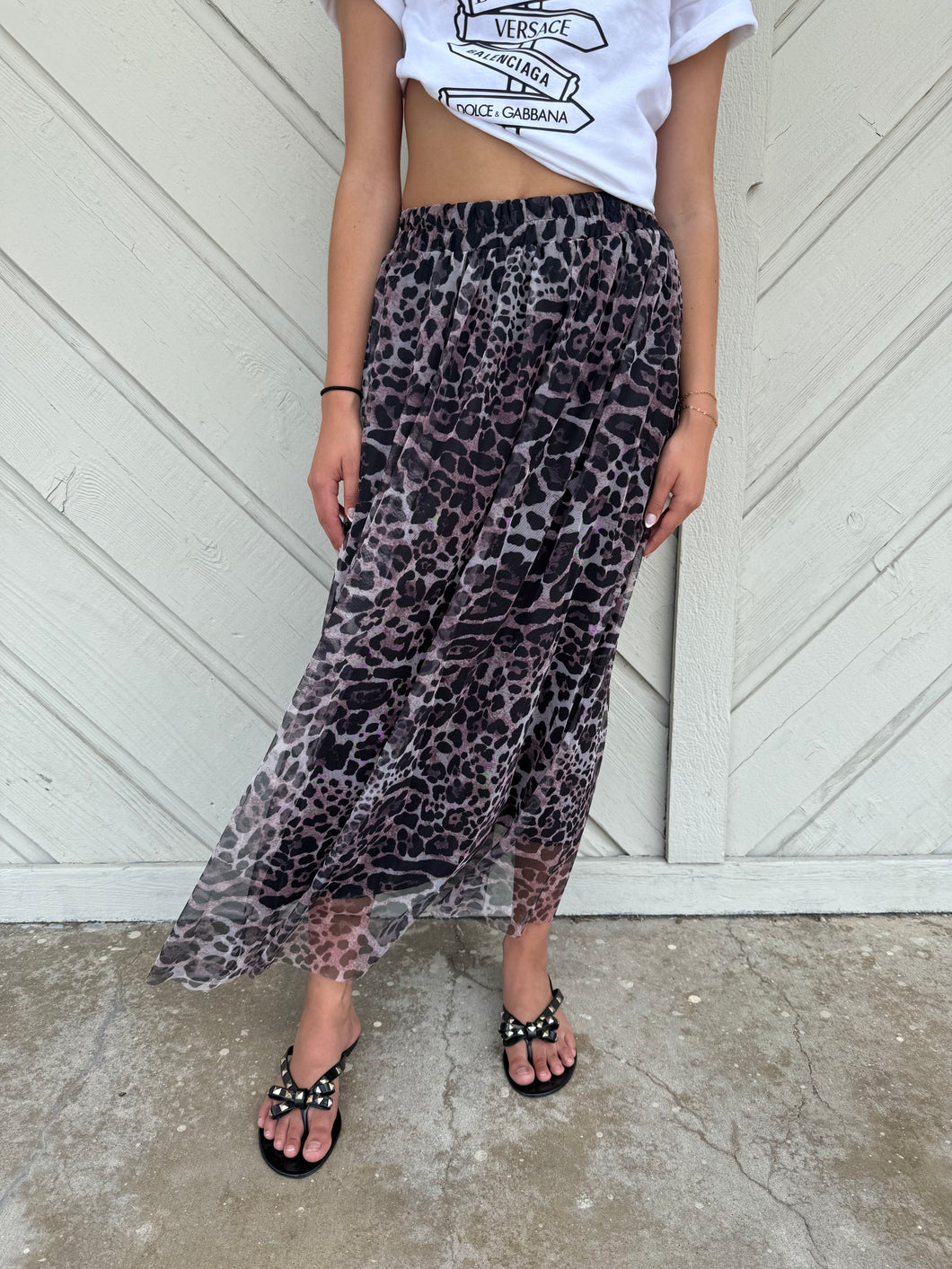 Sheer Leopard Tulle Skirt