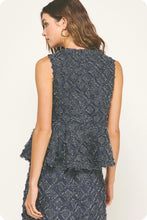 Load image into Gallery viewer, Navy Peplum Top