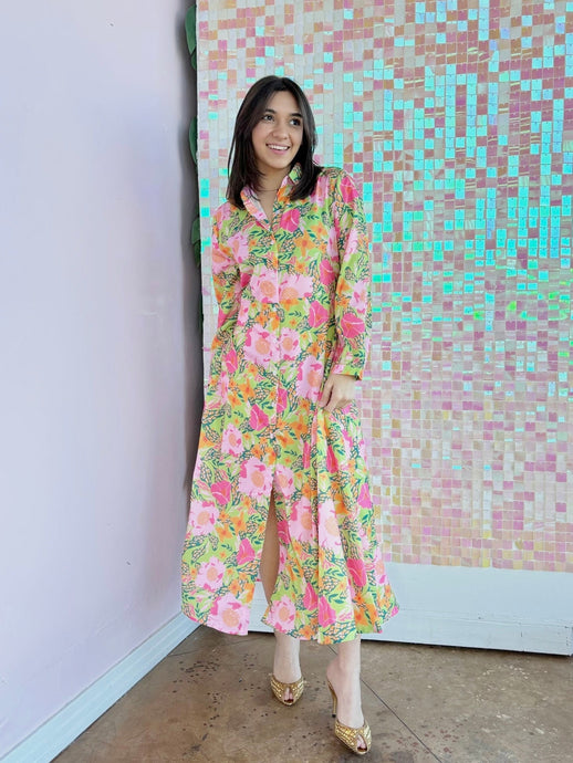Aria Women’s Midi Garden Dress, Pink Floral | Shop L&RK