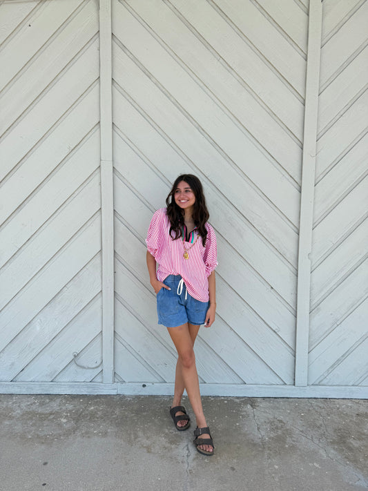 Pink Stripe Dolman Top