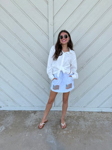 White Button Up Stripe Top