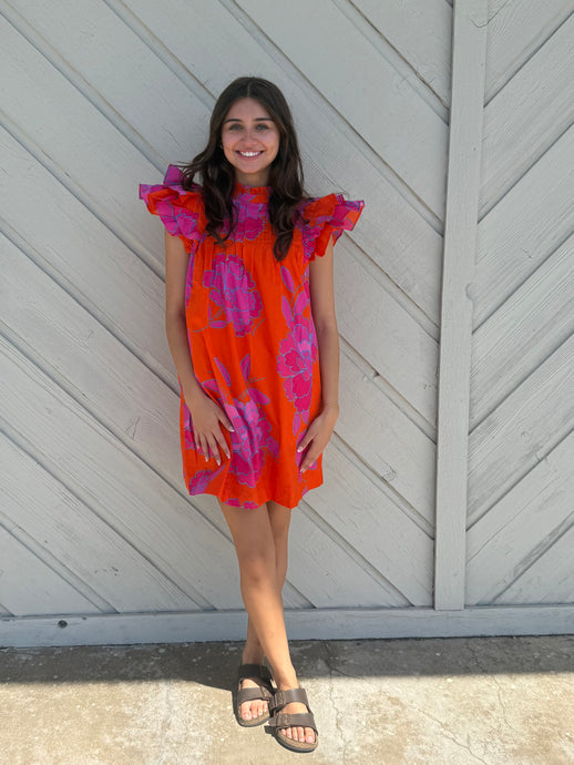 Citrus Bloom Floral Short Dress