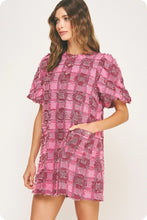 Load image into Gallery viewer, Pink Fringe Plaid Dress