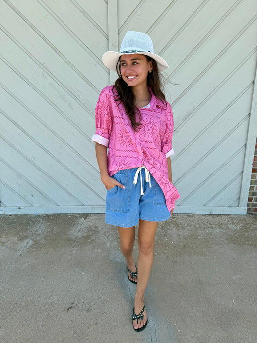 Pink Sun Print Top
