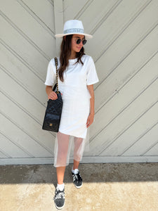 Tulle T-shirt Dress White