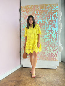 Canary Dress Neon Yellow Applique