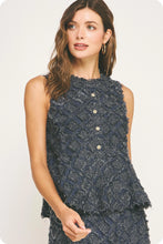 Load image into Gallery viewer, Navy Peplum Top