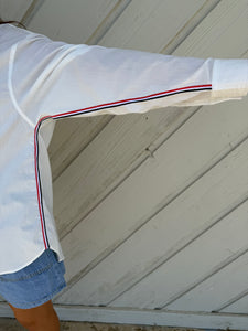 White Button Up Stripe Top
