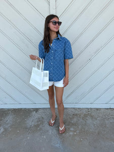 Denim Print Top
