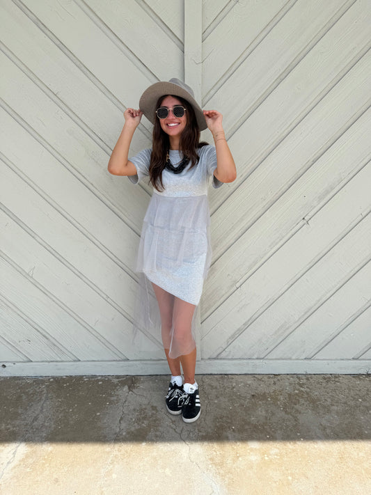 Tulle T-shirt Dress Grey