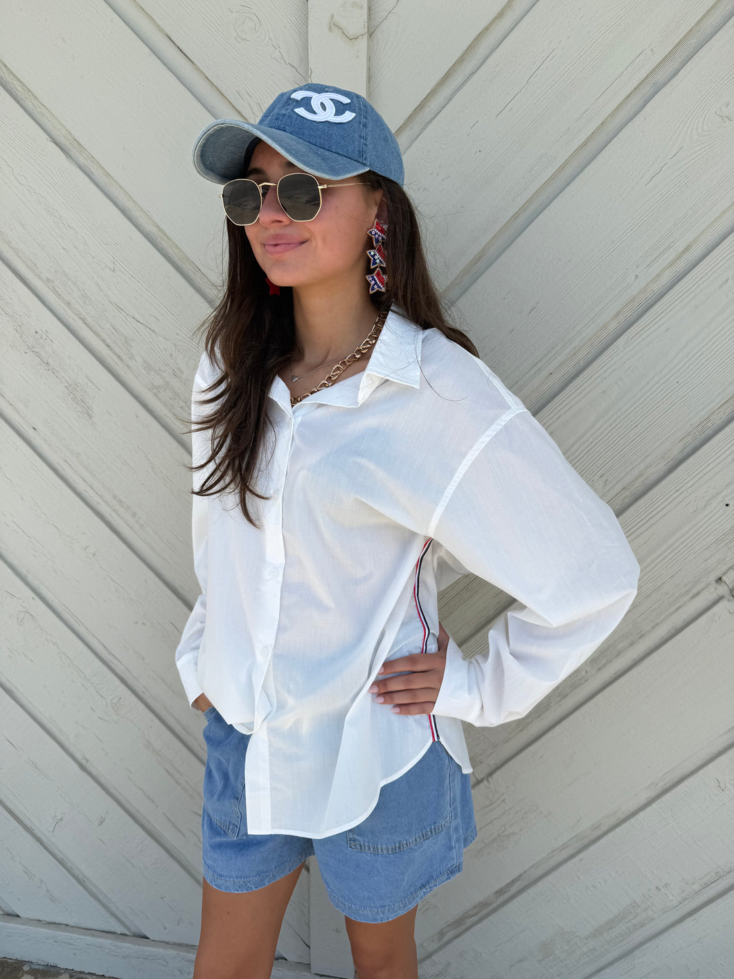 White Button Up Top