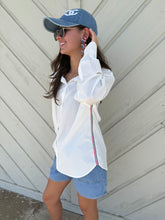 Load image into Gallery viewer, White Button Up Stripe Top