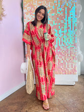 Load image into Gallery viewer, Katie Leopard Kaftan Maxi Dress