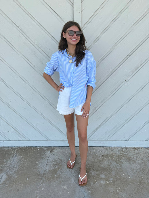 Stripe Button Up Top