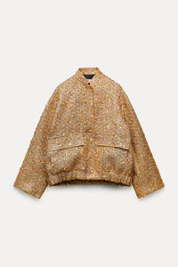 Carrie Sequin Bomber Jacket, Gold | Shop L&RK