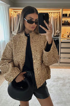 Load image into Gallery viewer, Carrie Sequin Bomber Jacket, Gold | Shop L&amp;RK