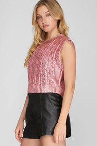Pink Metallic Sweater