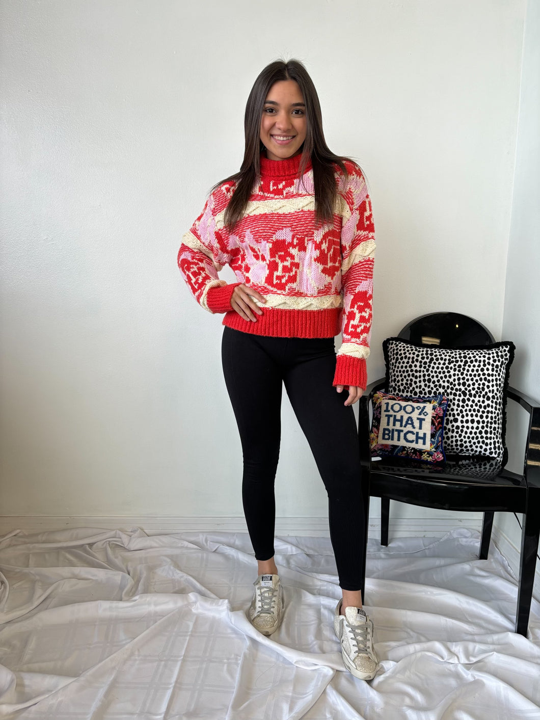 Fall in Love Women's Floral Mock Neck Sweater | Shop L&RK