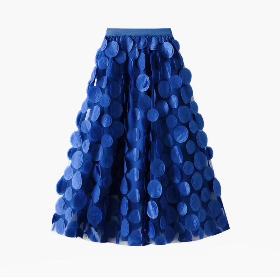 Paige Mesh Tulle Polka Dot Midi Skirt, Blue | Shop L&RK