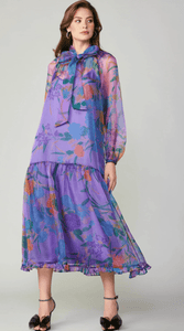 Current Air Women's Floral Organza Midi Dress, Purple | Shop L&RK