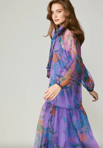 Current Air Women's Floral Organza Midi Dress, Purple | Shop L&RK