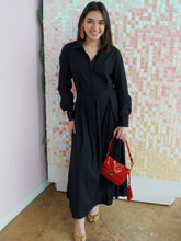Load image into Gallery viewer, Drew Collared Black Midi Dress, Black | Shop L&amp;RK