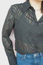 Load image into Gallery viewer, Elliot Women&#39;s Sheer Button-Up Patterned Top, Black | Shop L&amp;RK