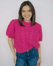 Load image into Gallery viewer, Isabel Women&#39;s Cable Knit Short Sleeve Sweater, Pink | Shop L&amp;RK